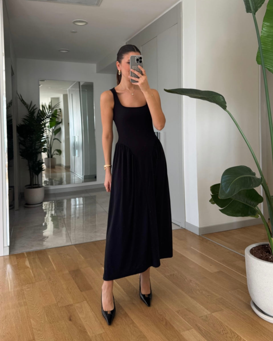 Black Drop Waist Dress