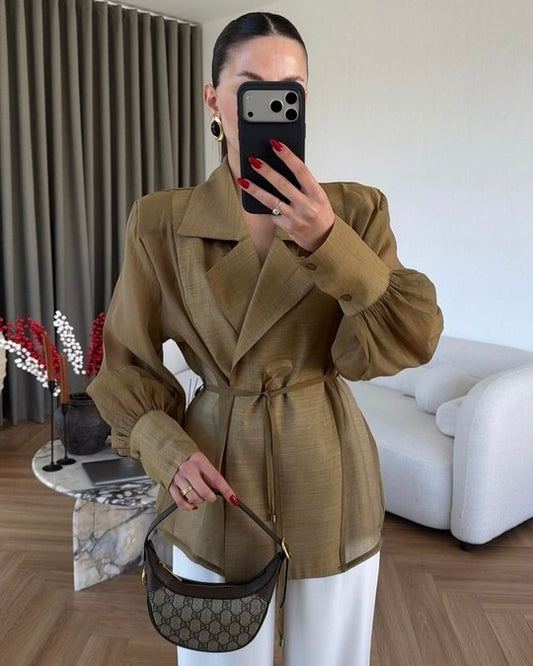 Army Green Chiffon Shirt