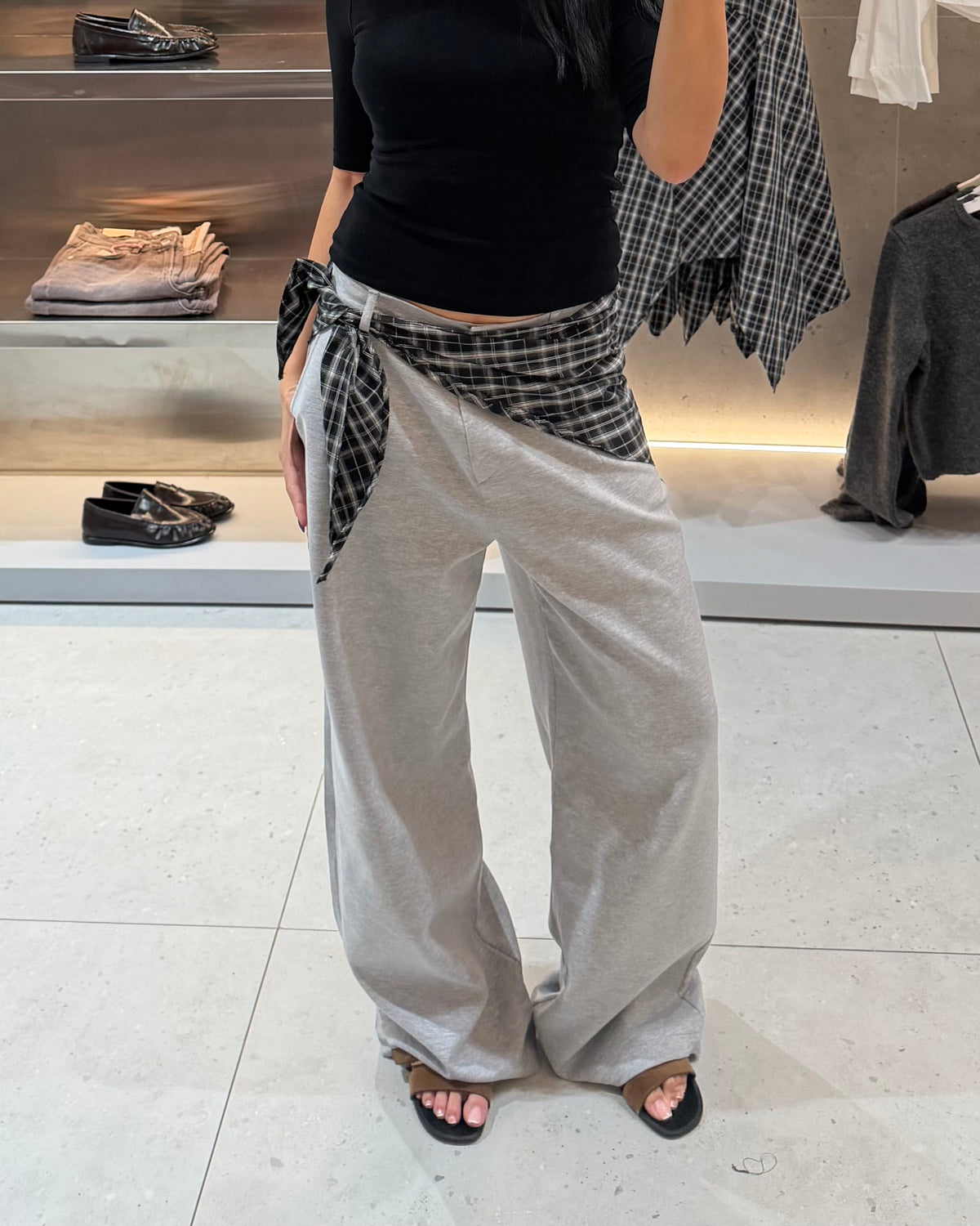 Grey Sweatpants with Scarf