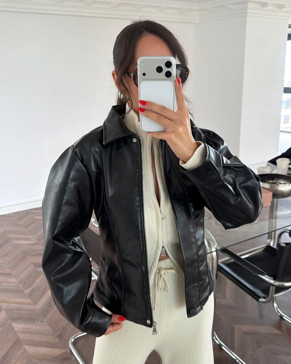 Black Fitted Leather Jacket