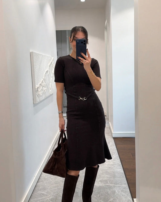 Brown Dress with Belt