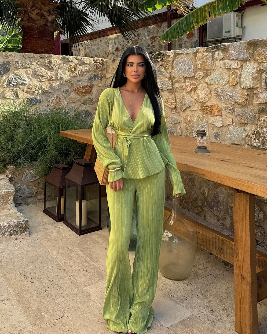 Pistachio Belted Set