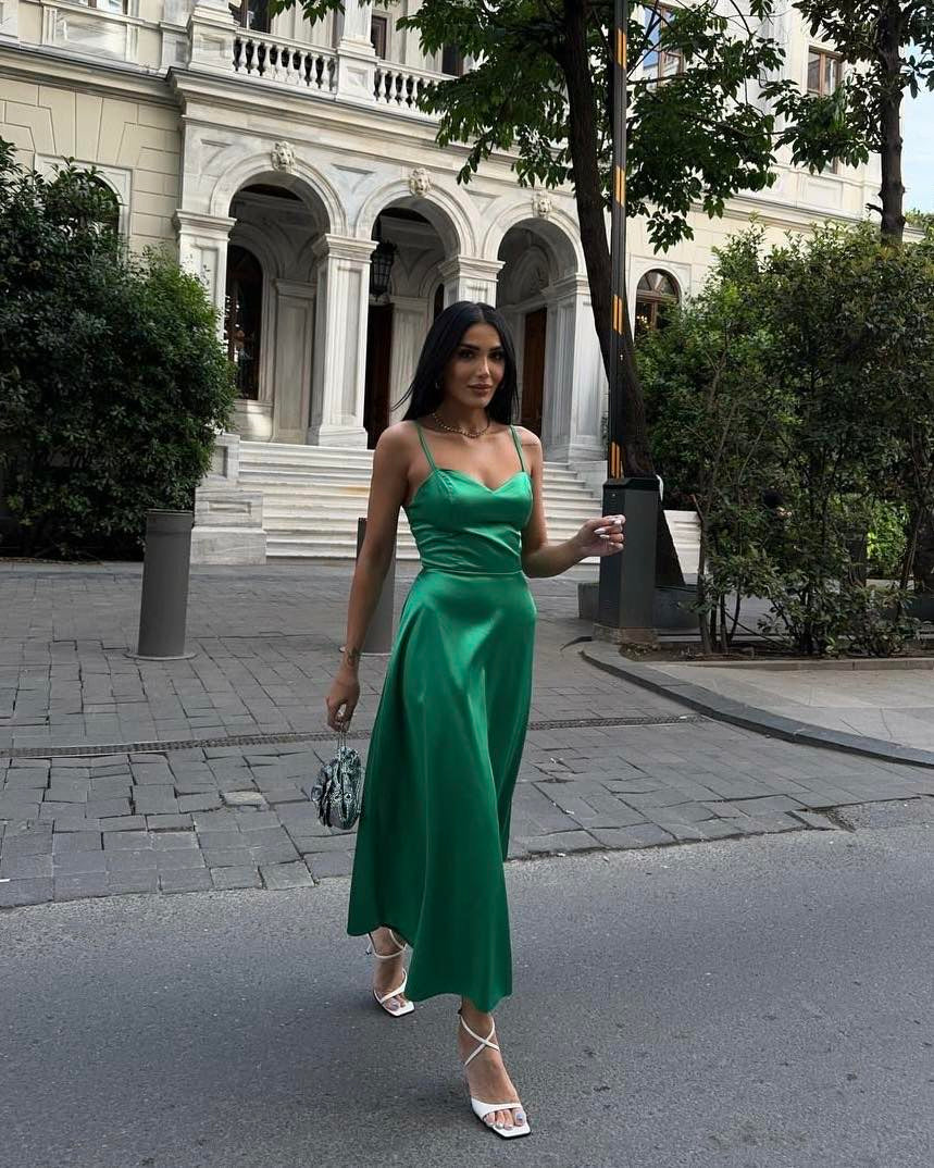 Satin Green Dress
