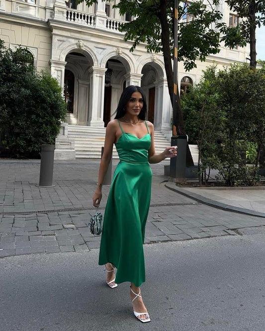 Satin Green Dress