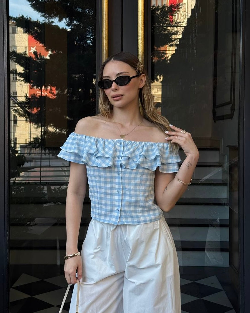 Blue Checkered Top