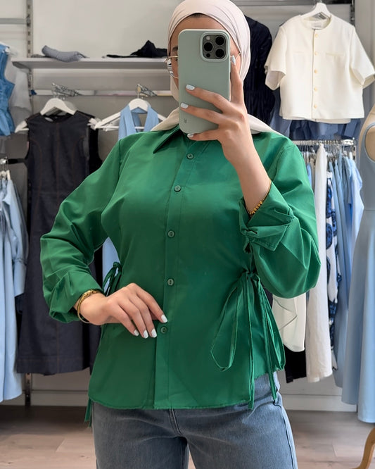Green Tied Waist Shirt