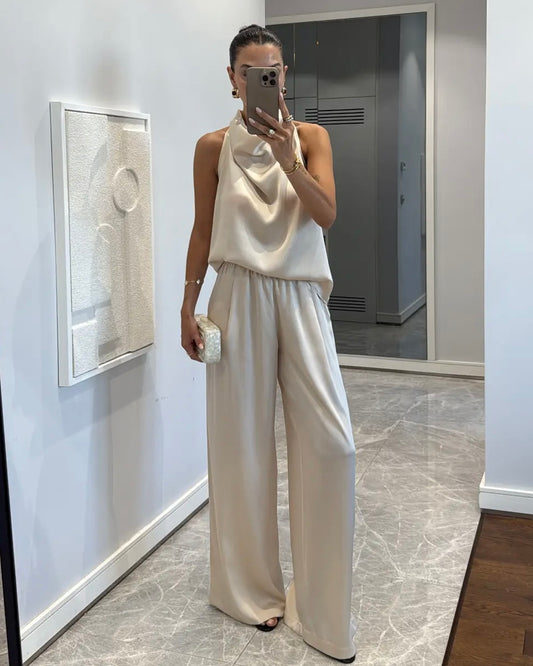Off White Satin Set