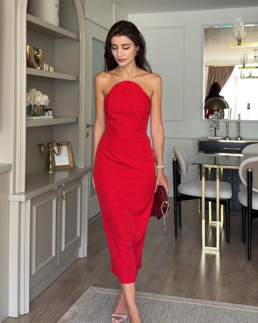 Red Strapless Dress