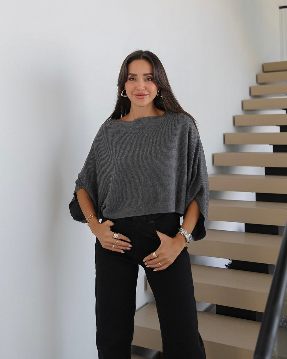 Grey Flowy Top