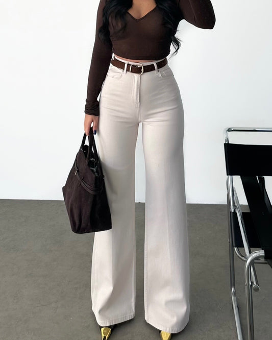 Beige Jeans with Belt
