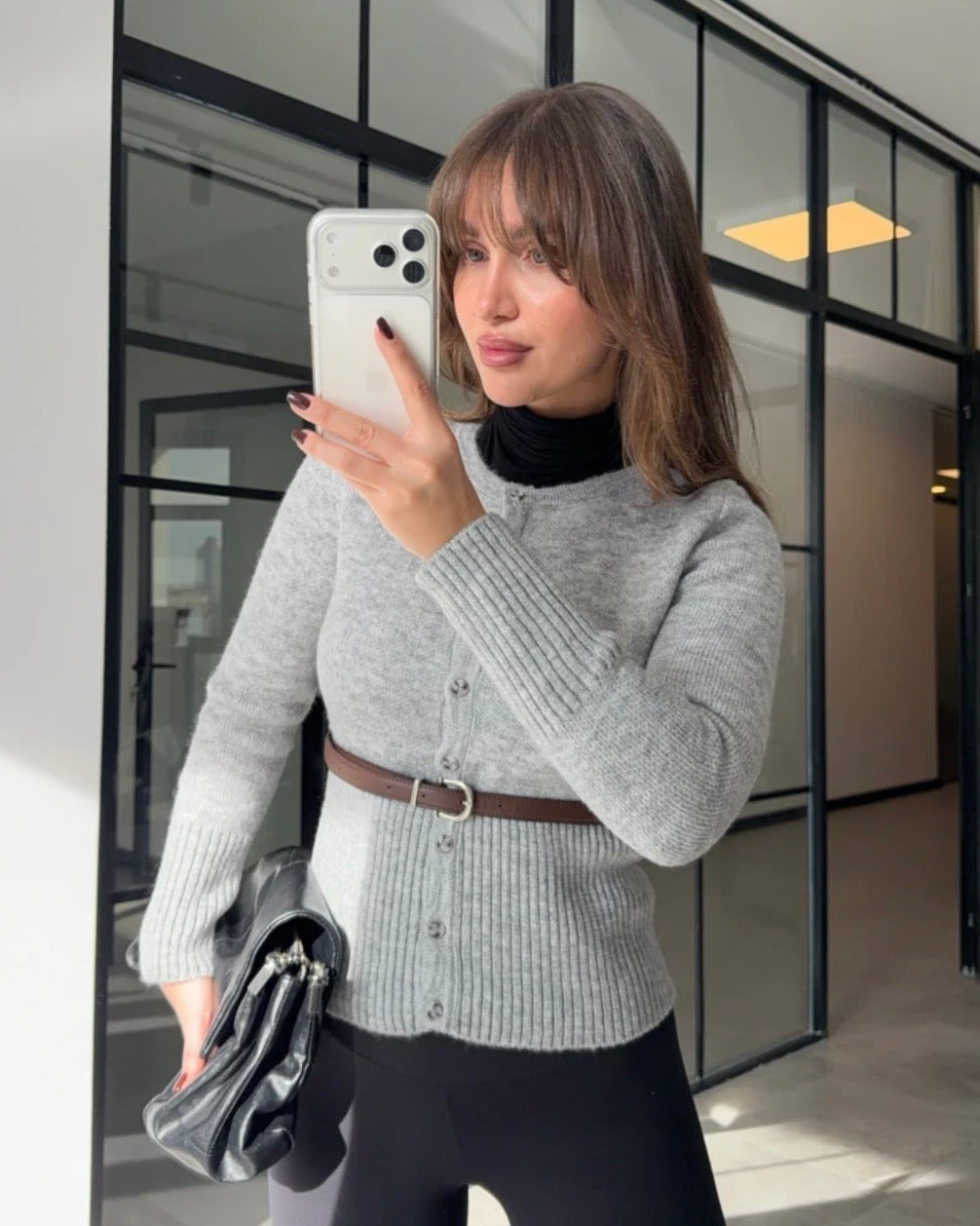 Grey Sweater with Belt