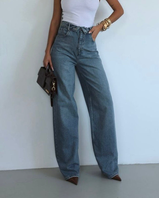 Fold-Over Waist Jeans