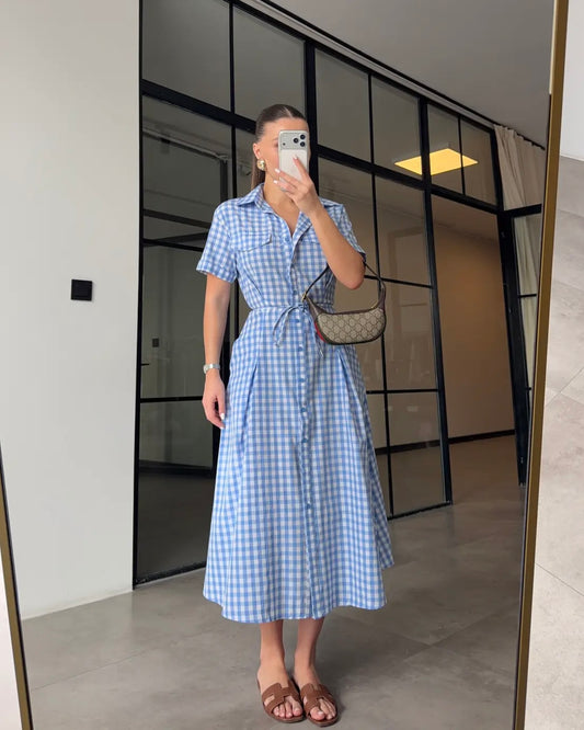 Blue Checkered Dress