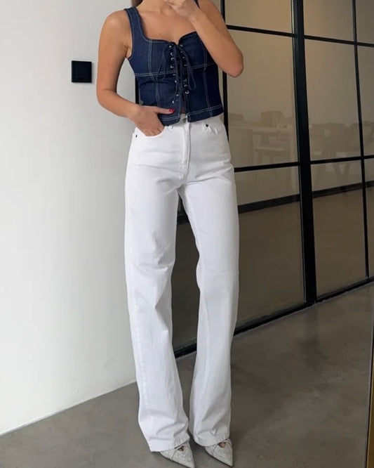 White Straight Jeans