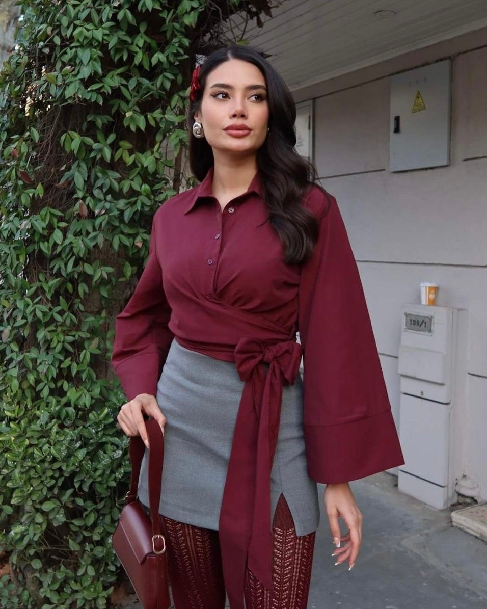 Burgundy Tied Shirt