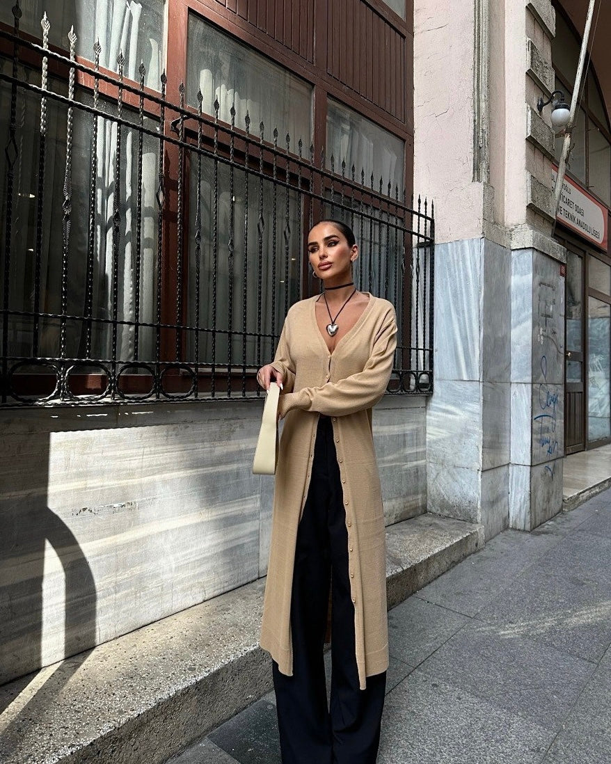 Beige Long Cardigan