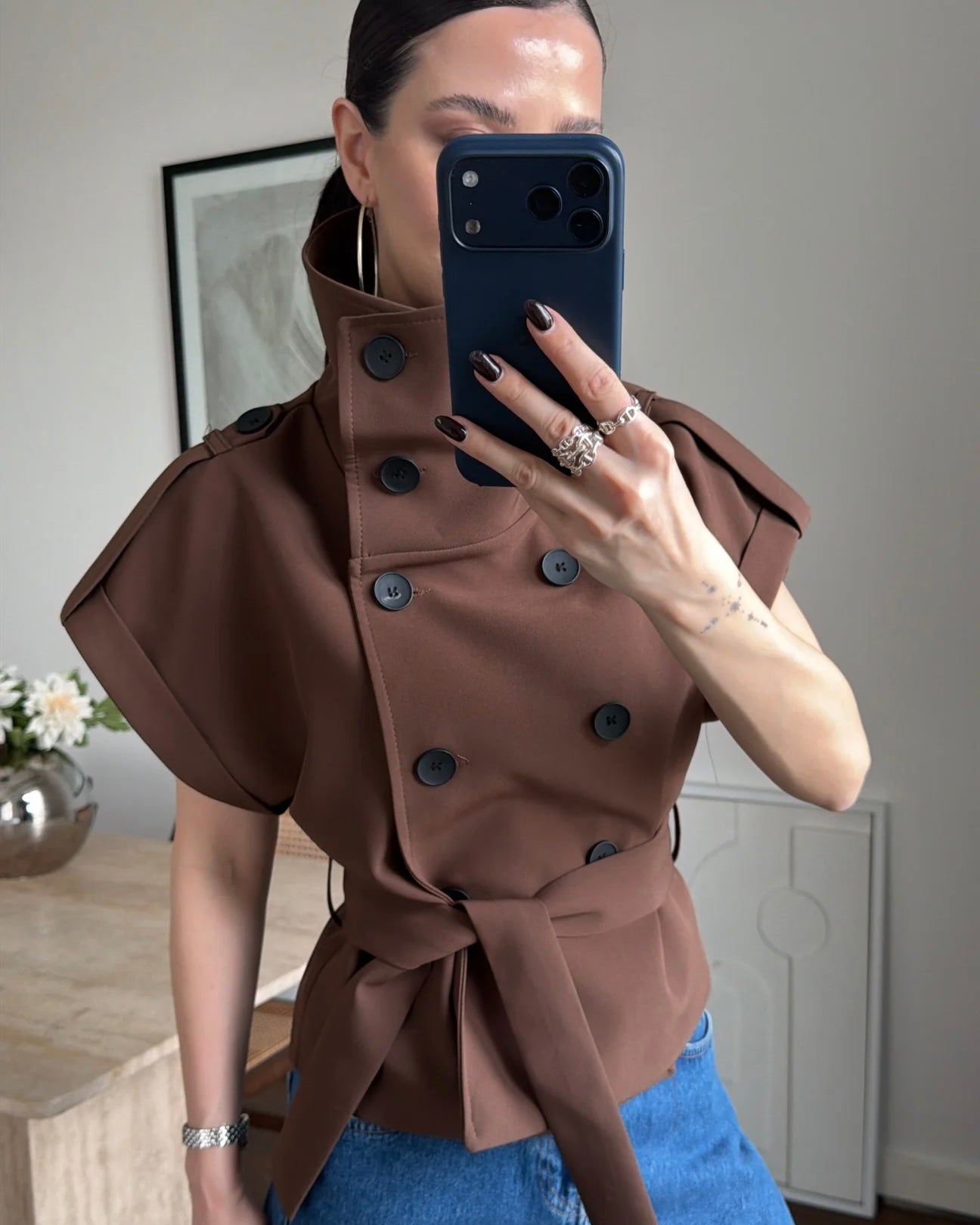 Camel Half Sleeve Shirt