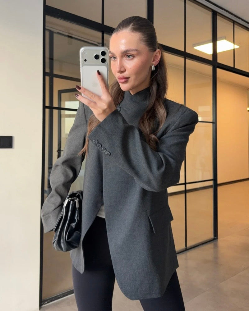 Grey Asymmetrical Blazer