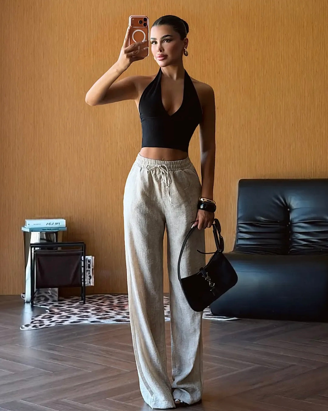 Beige Linen Trousers