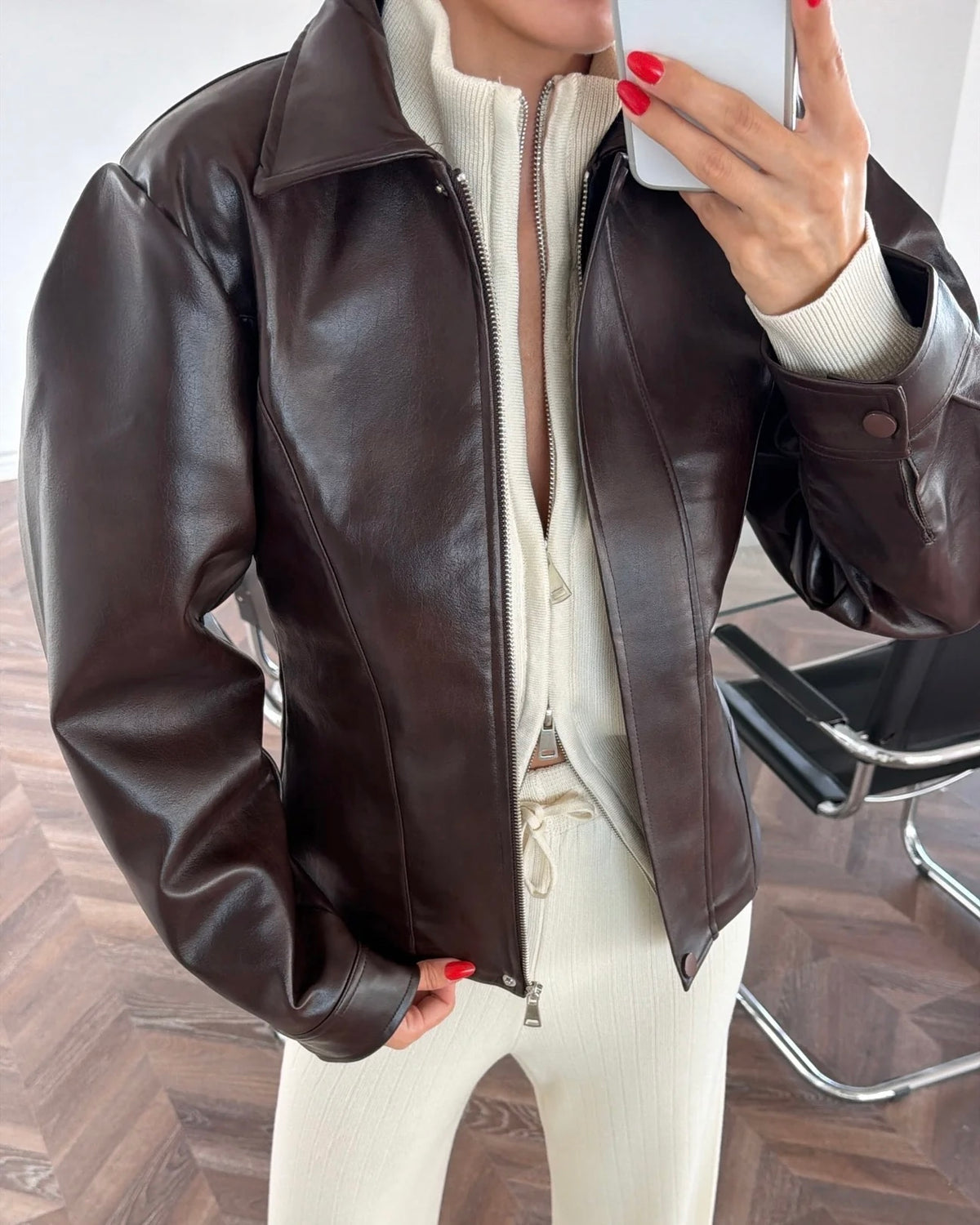 Brown Fitted Leather Jacket