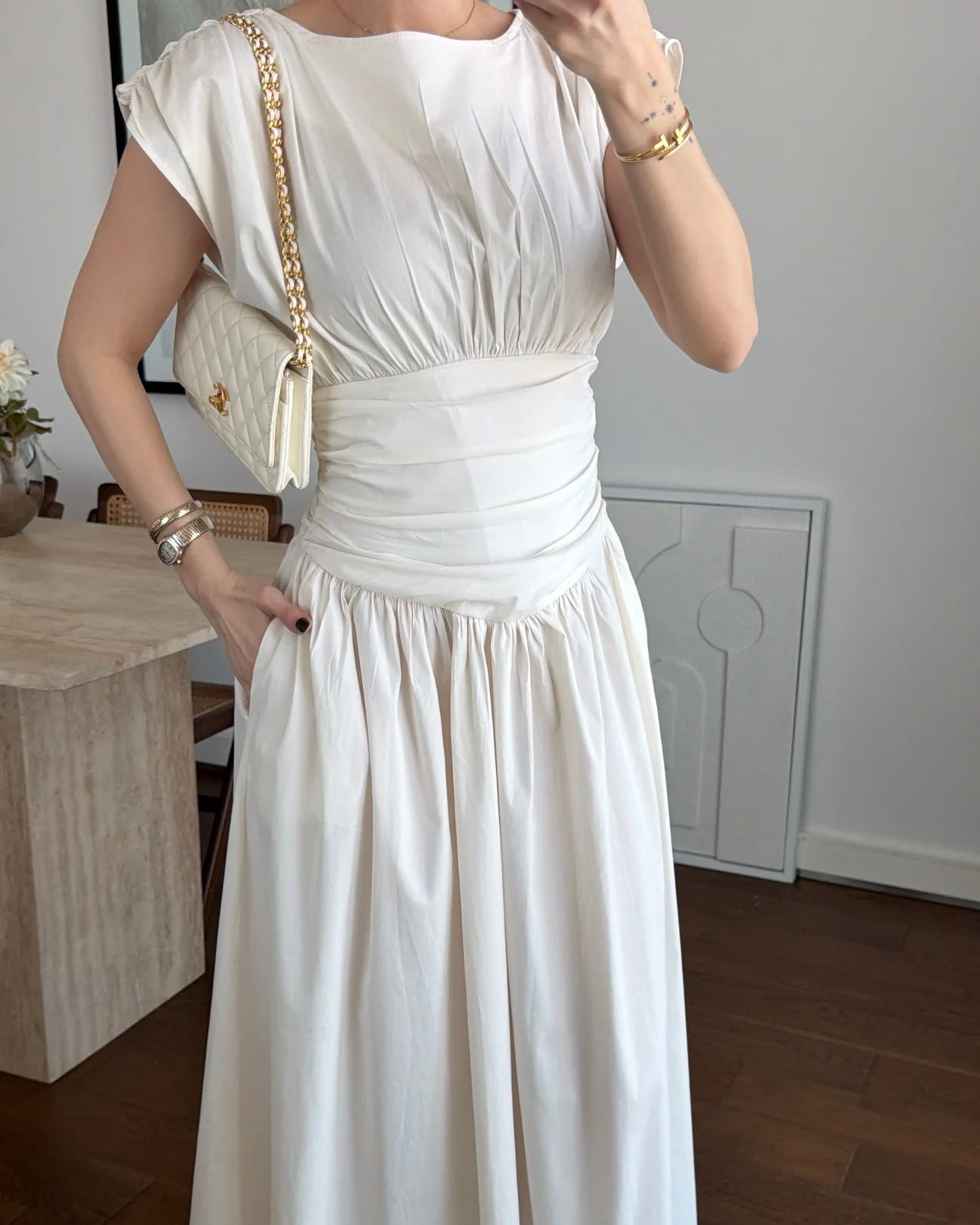 White Waisted Dress