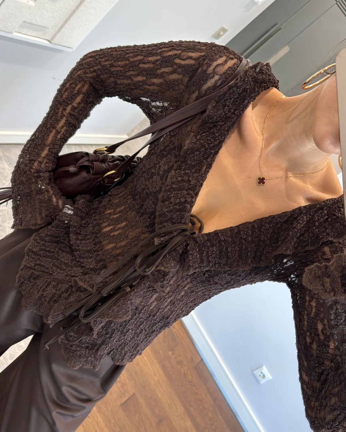 Brown Lace Top