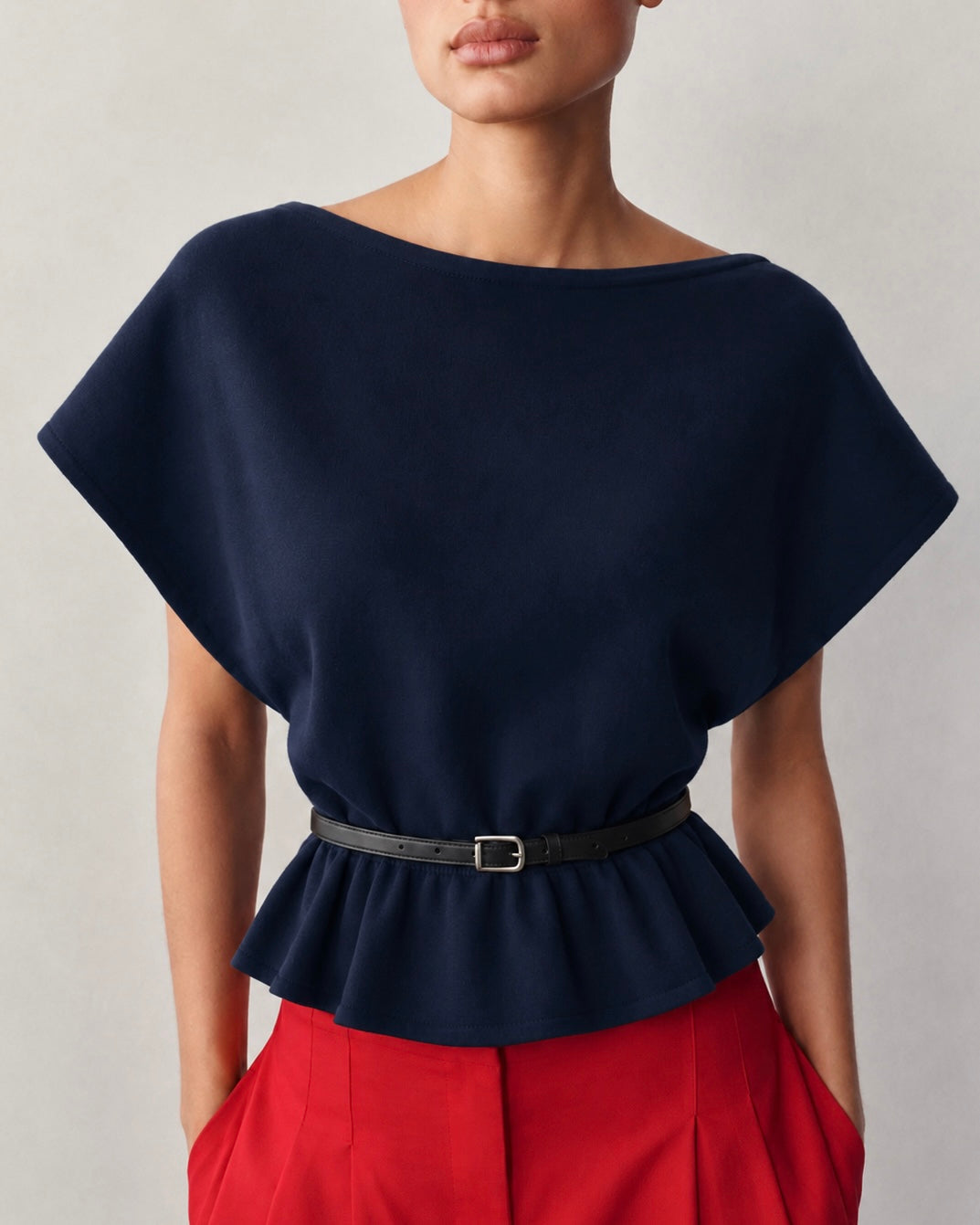 Navy Top with Belt