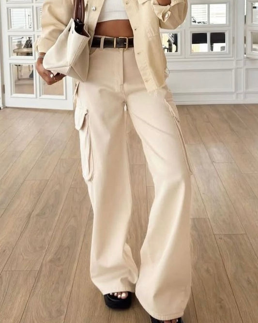 Beige Cargo Jeans