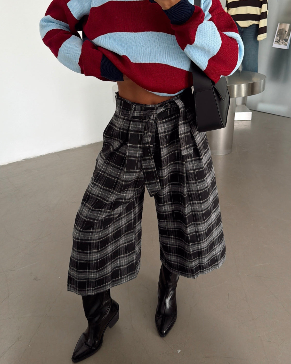Checkered Baggy Bermuda Shorts
