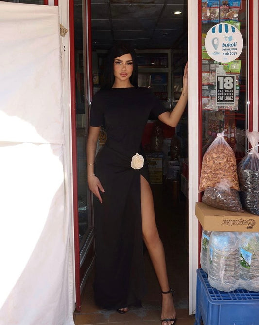 Black Dress with Rose