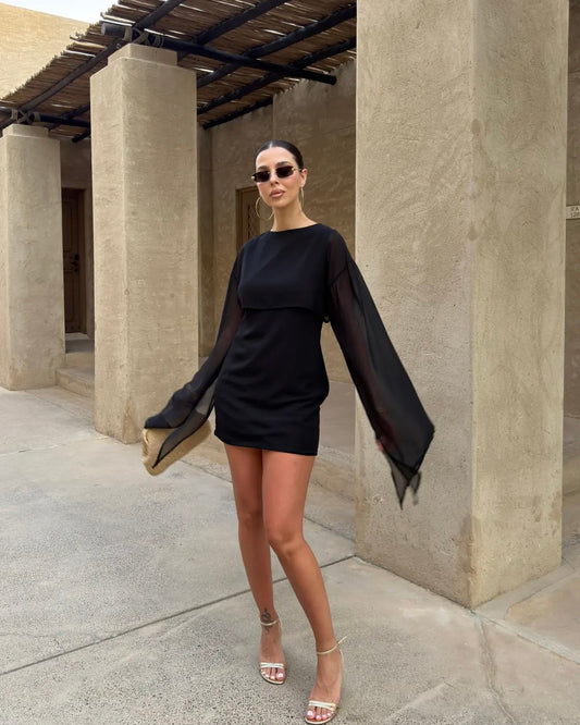 Black Chiffon Mini Dress