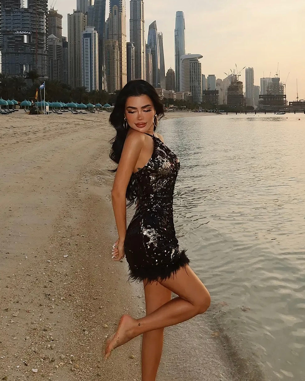 Black Mini Sequin Dress