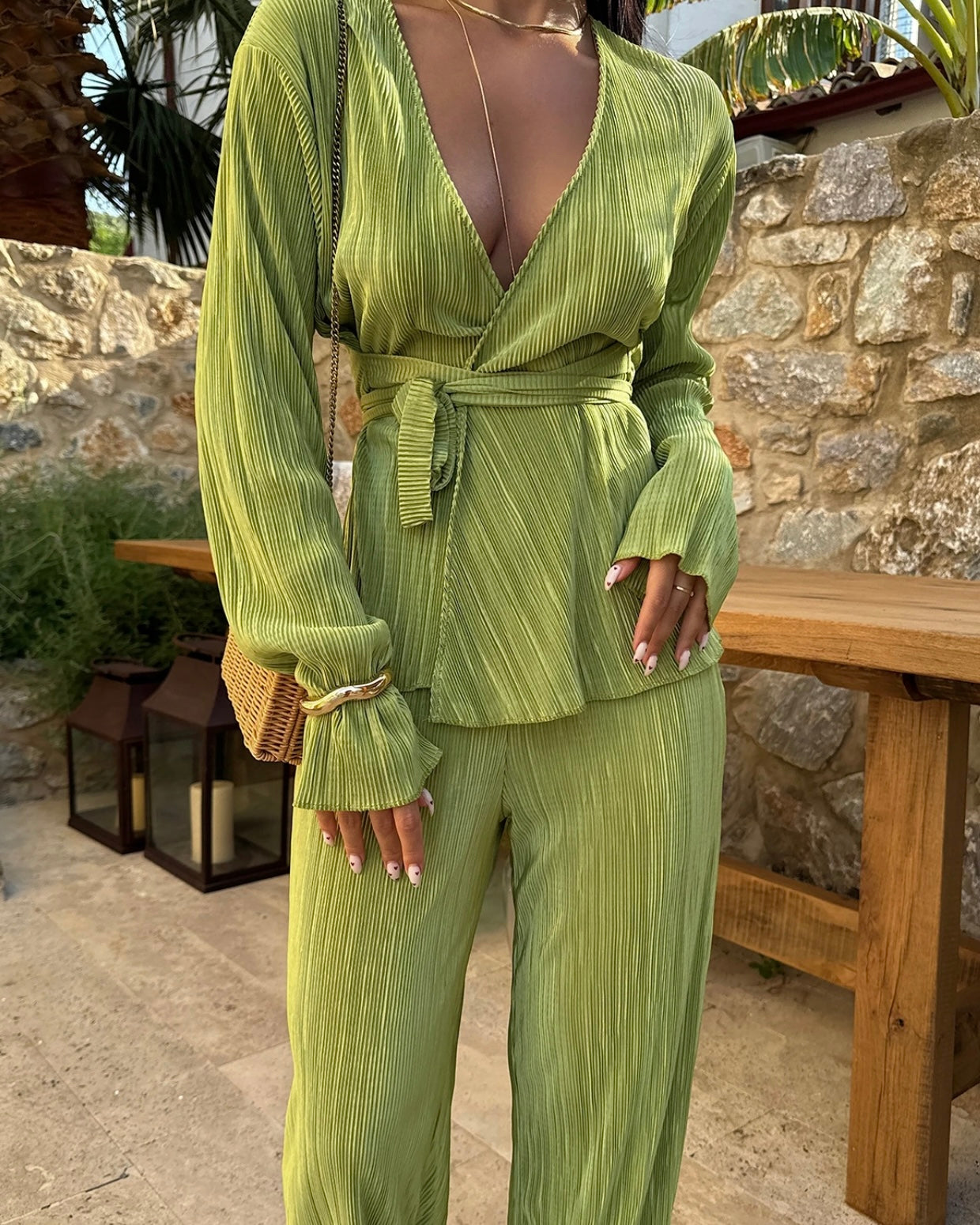 Pistachio Belted Set