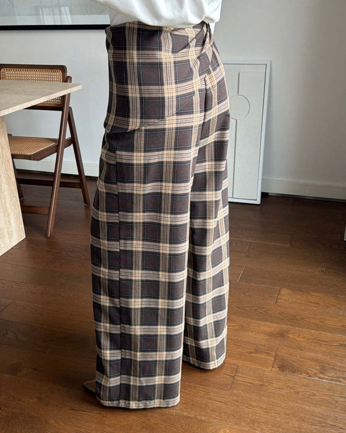Checkered Pants with Skirt