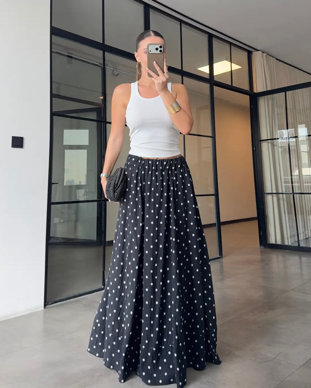 Polka Dot Maxi Skirt