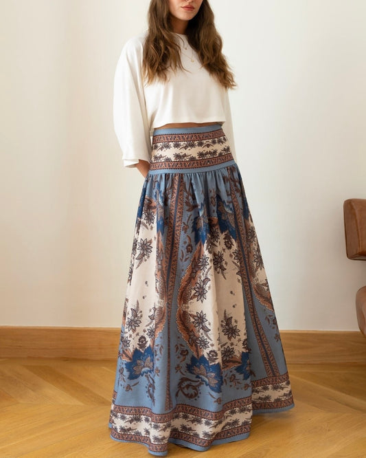 Blue Floral Skirt