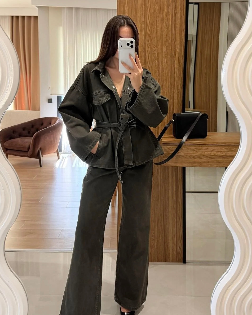 Army Green Denim Set