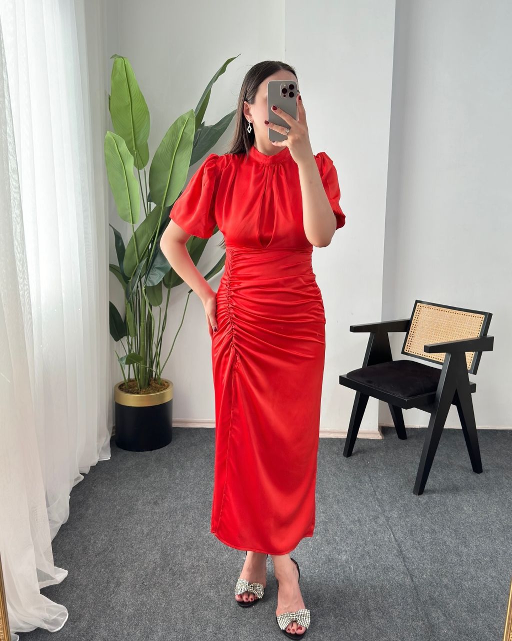 Red Satin Dress