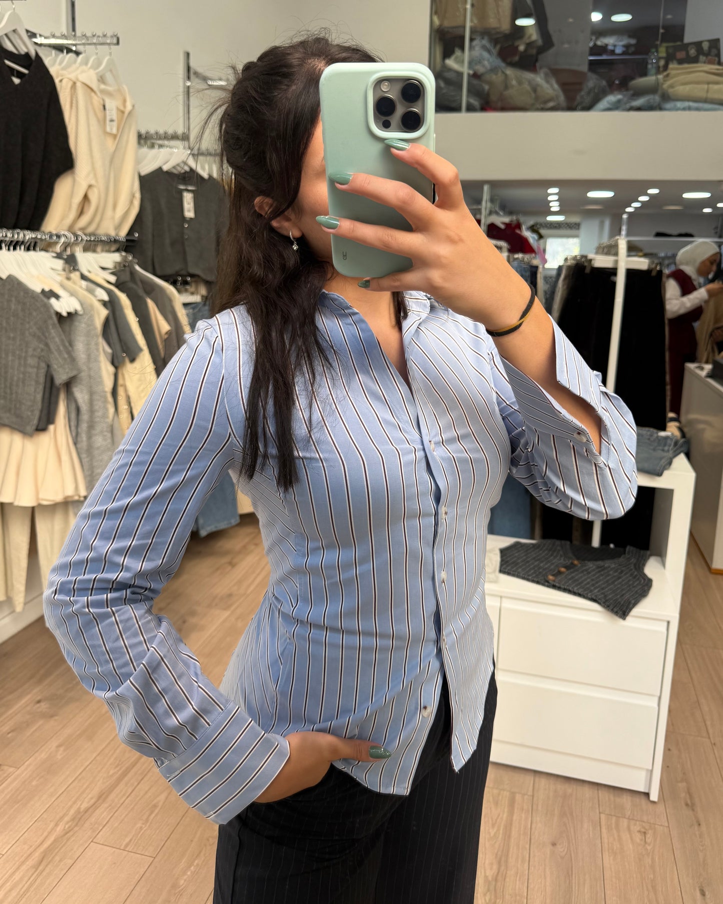 Blue Striped Fitted Shirt
