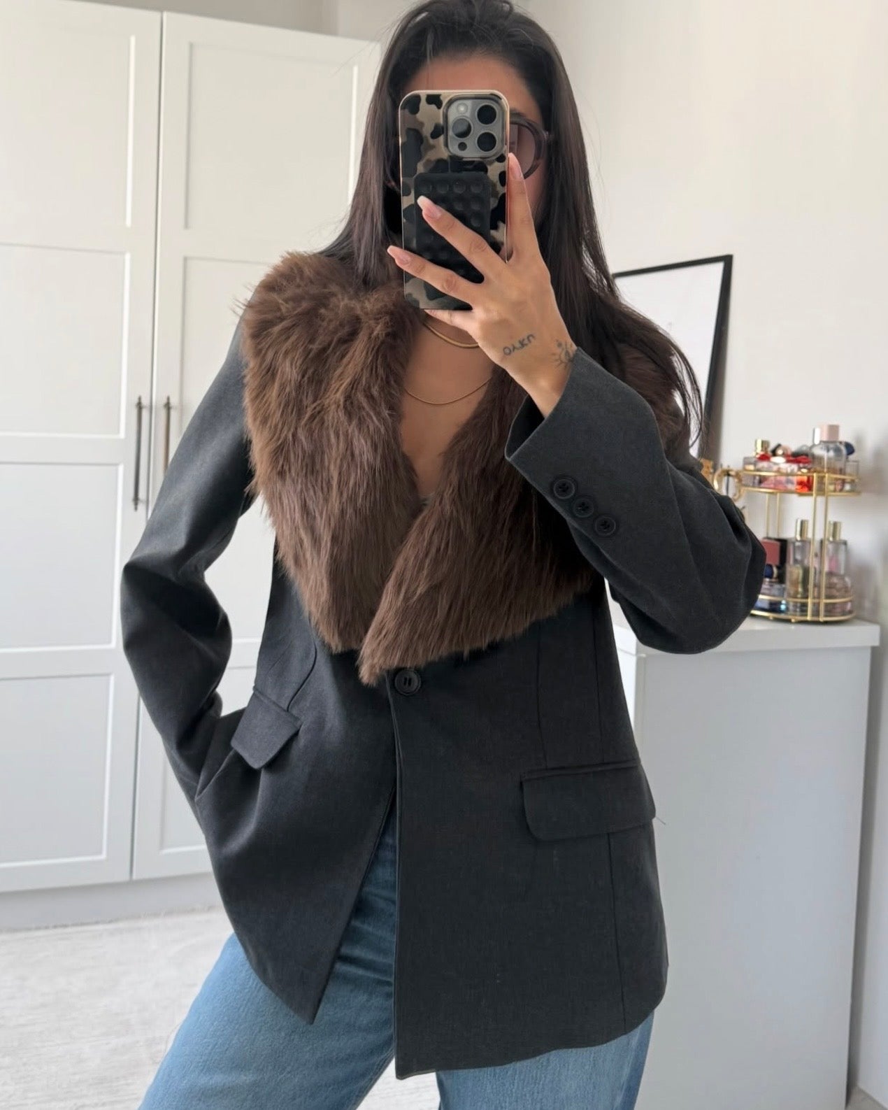 Blazer With Fur Collar