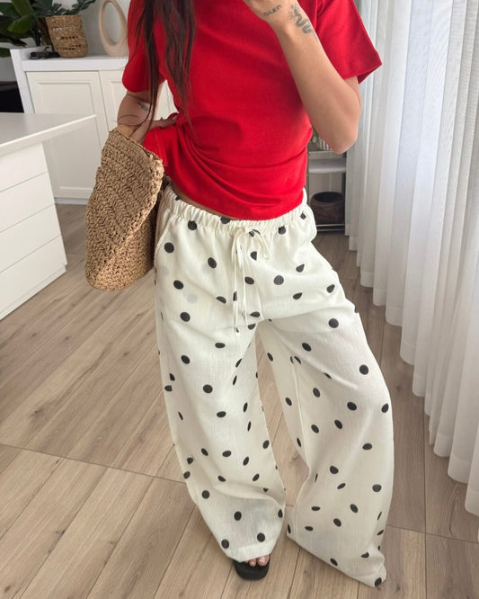 Polka Dot Linen Pants