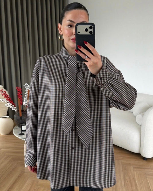 Checkered Shirt with Tie