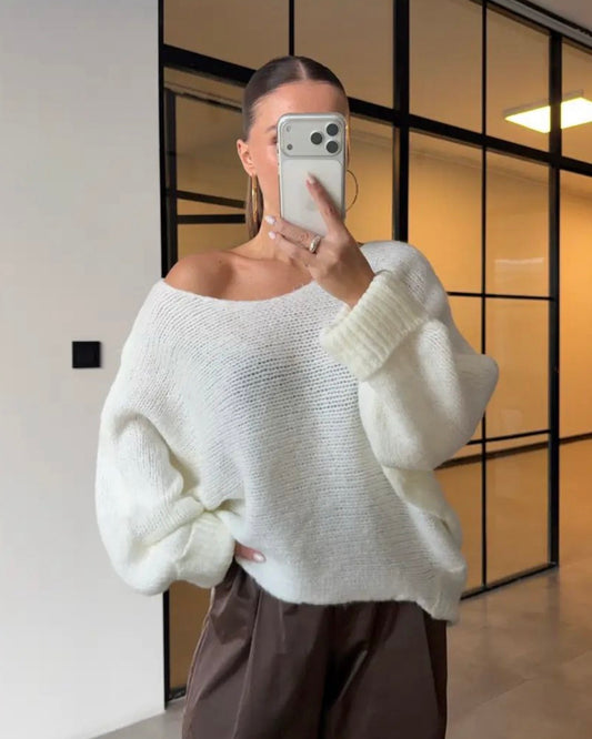 Off White Off Shoulder Sweater