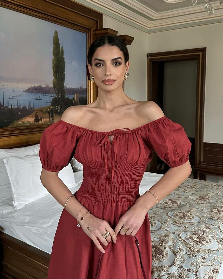 Peachy Red Dress