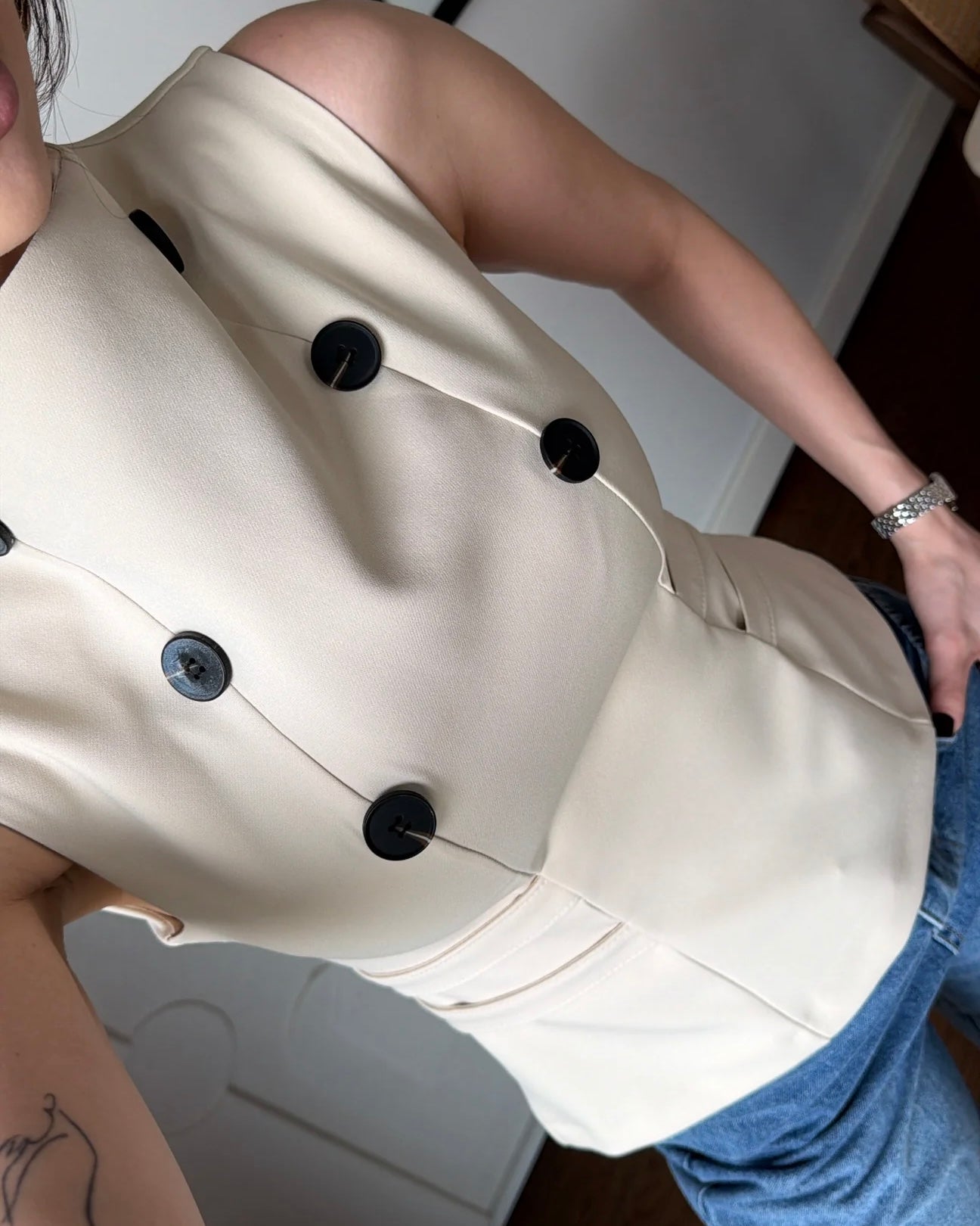 Beige Fitted Vest