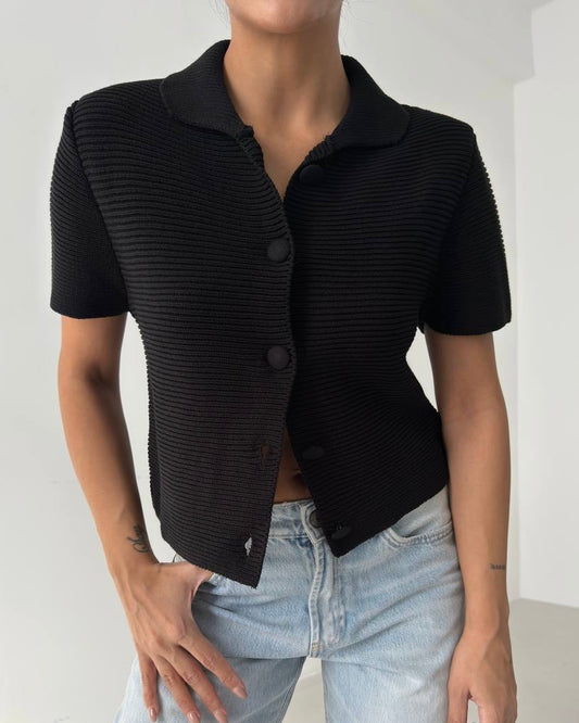 Black Knitted Blouse