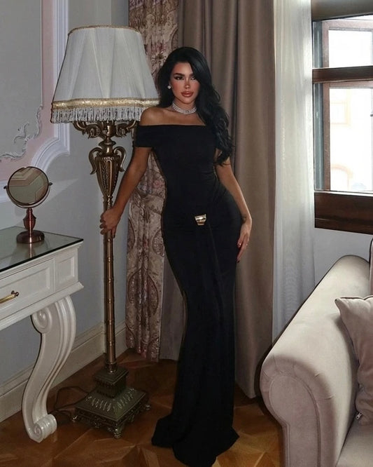 Black Dress with Gold Detail