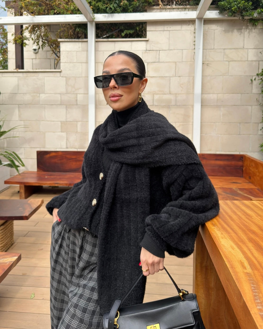 Black Cardigan with Scarf