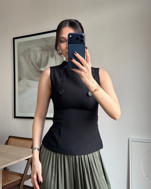 Black Fitted Vest