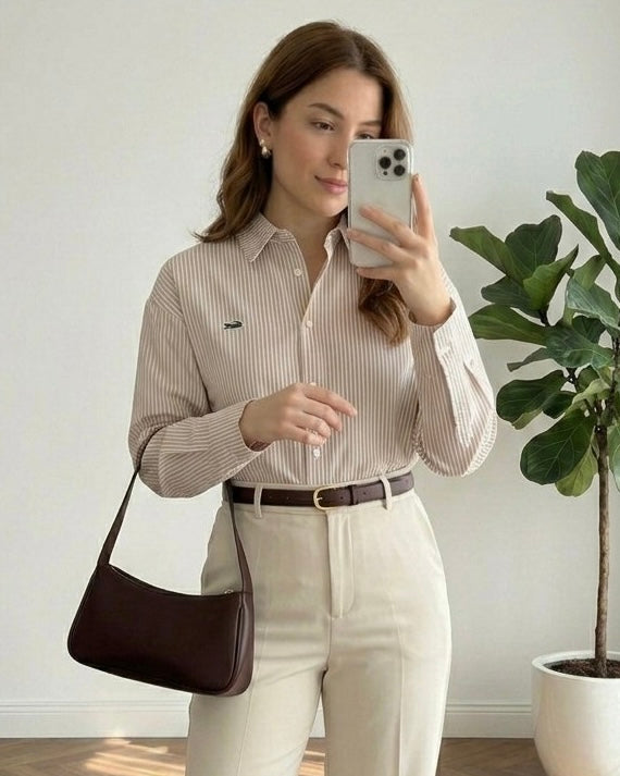 Beige Lacoste Buttoned Shirt